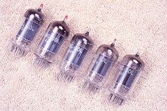 Five, NEW. Tung Sol USA JTL 12AX7, long plate, military, matched quintet. ECC83