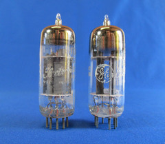 GE 12BH7A Vacuum Tubes Pair Gray Plate Round Getter TV-7 Tested Strong +100%
