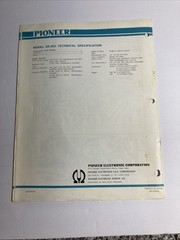 Pioneer SR-202 Reverberation Amplifier Service Manual Very Rare