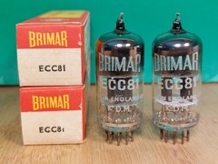 Pair of Brimar UK 12AT7 ECC81 NOS NIB Black Plate Vacuum Tubes