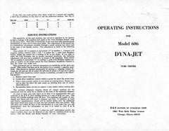 B&K Dyna-Jet Model 606 Tube Tester Manual Reprint + 100&rsquo;s of Test Settings