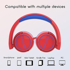Kids Headphones Wired, Stereo Foldable Tangle-Free 3.5mm Jack Adjustable On