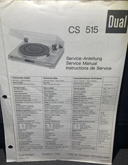 DUAL CS 515 Turntable Service Manual Photocopy