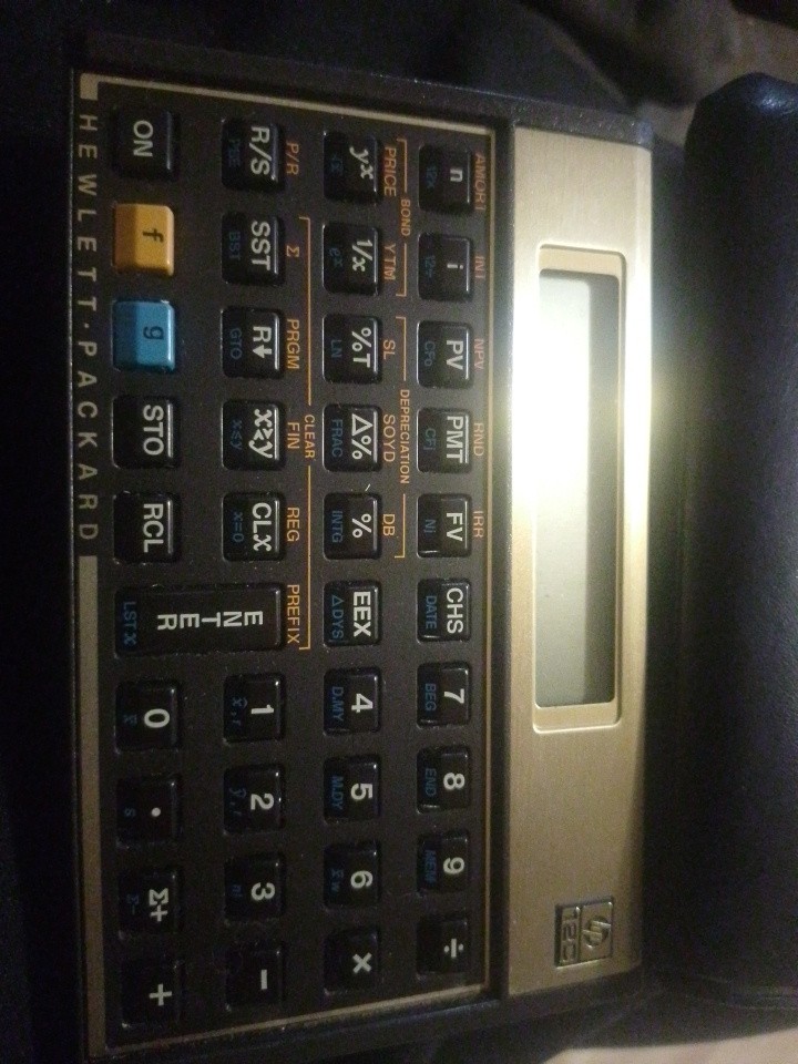 Vintage HP 12C Financial Calculator – Gold Face – 1993 Malaysia – Tested w/ Case
