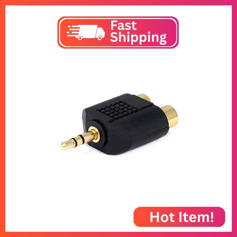 Monoprice 3.5mm Stereo Plug to 2 RCA Jack Splitter Adaptor – Gold Plated