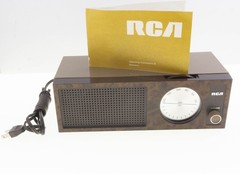 Vintage RCA RZA 203 T AM Radio NEW IN BOX Brown TESTED Burl Woodgrain Employee
