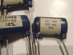 Qty(12) .015uf 100VDC Plastic Molded Film/Foil Capacitors NOS 10%