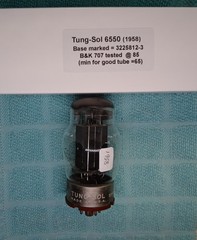 Tung-Sol 6550 Tube. 1967 label. USA. Black Plate. Tested Good