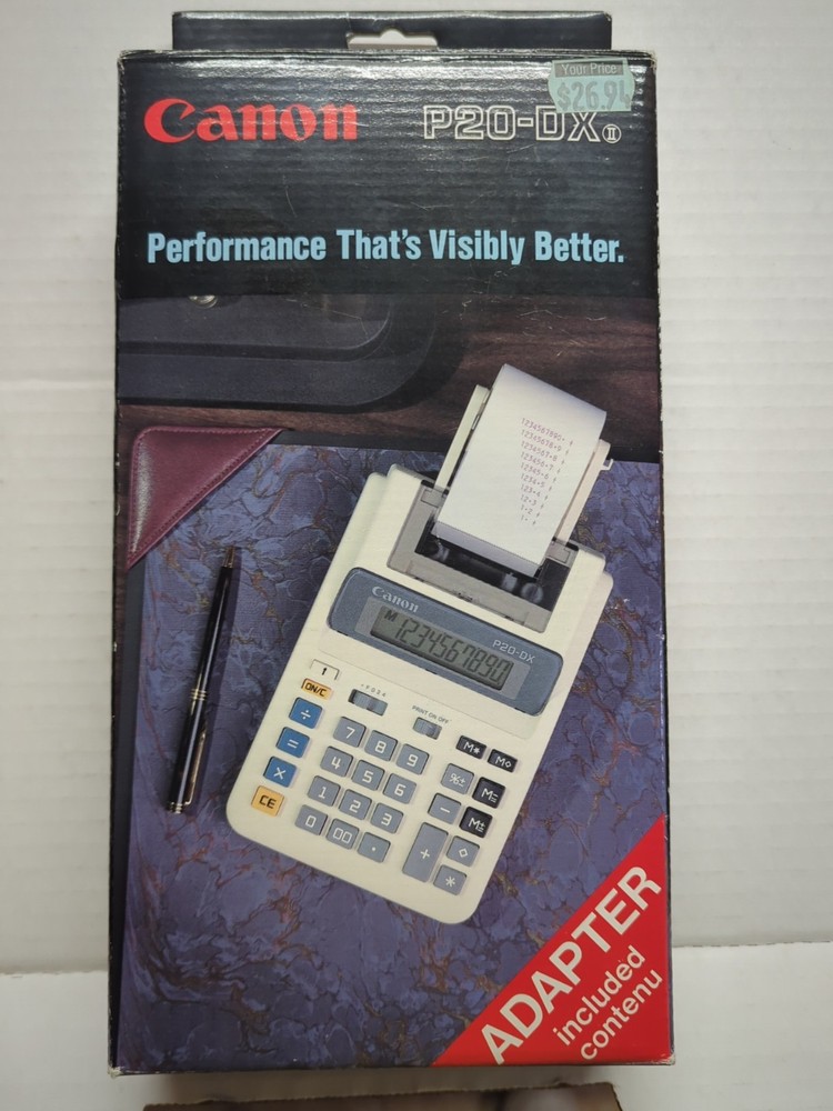 Canon P20-DX Electric Calculator + Printing Paper + AC adapter – unused in box