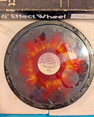 VINTAGE OPTIKINETICS 6 INCH EFFECT WHEELS FLAME PAIR WITH BOX UK UNTESTED AS IS