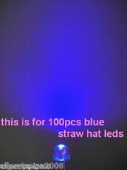 100pc 5mm blue straw hat wide angle led lamp 3v-12v with free resistor B5SH ay