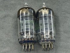 (2) Sylvania JHS-12AU7 Tubes Long Black Plates Square Getters Mil Spec Test NOS