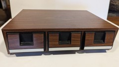 Vintage 3 Drawer 42 Cassette Tape Storage Case Wood Grain Faux Oak