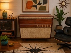 🍊Vintage 1950s/60s MCM Decca &lsquo;The Riverside&rsquo; Hi-Fonic Record Player Console!