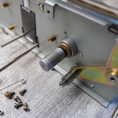 Tascam TSR-8 Reel to Reel – Transport Assembly w/ Flywheel Lift Pinch Roller Arm