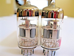 2 SYLVANIA 7308 VACUUM TUBES GRAY PLATE O GETTER TV-7 TESTED.