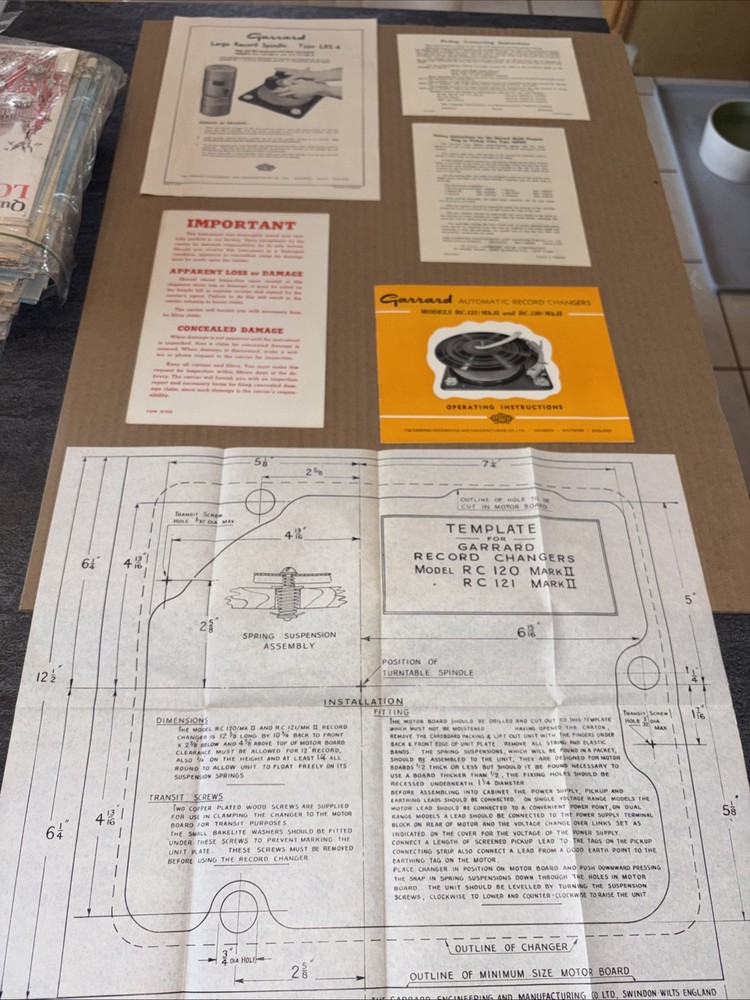 Garrard Rc 120 Mk II & RC 121 Record Changers LRS 4 MPM3 Ephemera Mixed Lot #CD