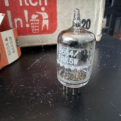 New Qty 1 NOS GE 5 Star 6AK5W 5654 Grey Plate O Getter USA Tubes
