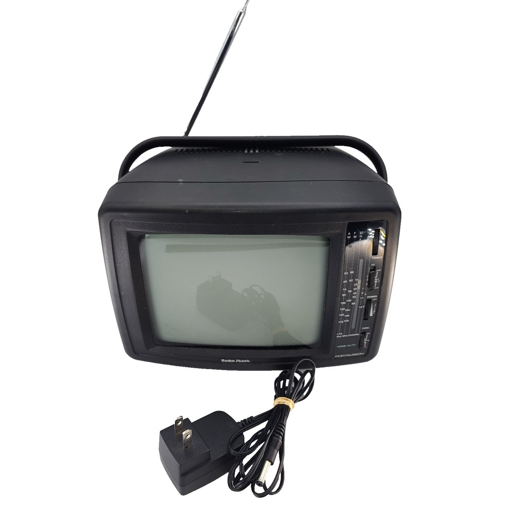 VTG RadioShack Portavision 7&Prime; B&W TV 16-245 AM FM Radio Tested