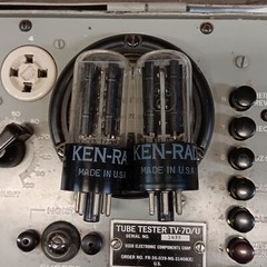 PAIR KEN-RAD BY GE 1949/50 5Y3GT BLACK PLATE TUBES, TV-7 TESTED #A-9