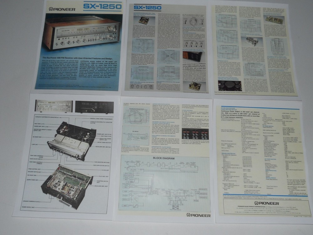 Pioneer SX-1250 Ultimate Receiver Brochure 6 pgs, 1976, Article, Specs, Info