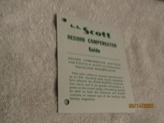 Vintage HH Scott Record Compensator Guide 121 Dynaural Equalizer Preamplifier 55