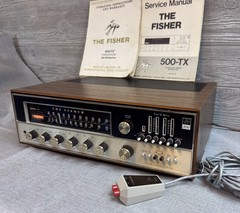 THE FISHER 800-T Stereo Receiver 500-TX with Remote RK-30, Wood Cabinet & Manual