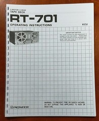 Pioneer RT-701 Reel to Reel Tape Deck Owners Manual