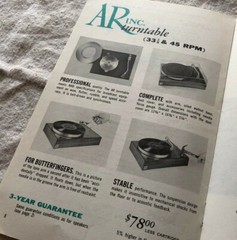 ACOUSTIC RESEARCH AR ORIGINAL SPEAKER 4x TURNTABLE PRODUCT GUIDE MJ442
