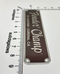 Fender Champ Logo for Amp or Case Badge Custom Made Aluminum with Screws