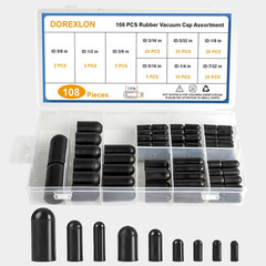 108PCS Vacuum Caps Assortment, Vacuum Plugs Hose End Cap, Rubber Vacuum Cap Kit