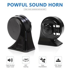 Car Horn，12V Super Loud Electric Waterproof Horn Kit, 2-Piece (1 High Two Tone