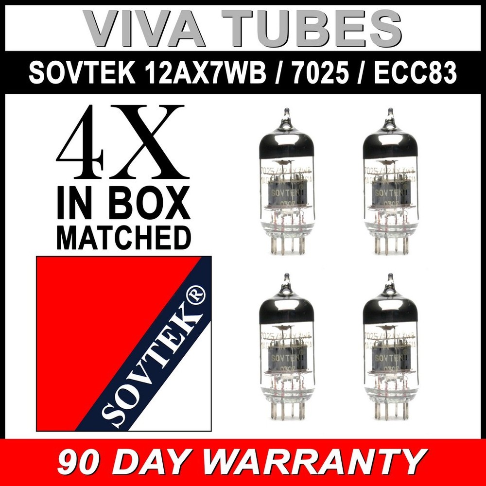 Gain Matched Quad (4) Sovtek 12AX7WB 7025 ECC83 Vacuum Tubes – Brand New