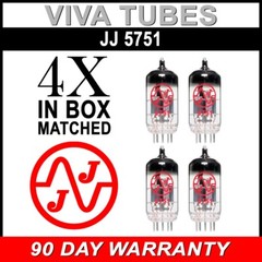 Brand New JJ Tesla 5751 GAIN MATCHED Quad (4) Vacuum Tubes Low-Gain 12AX7