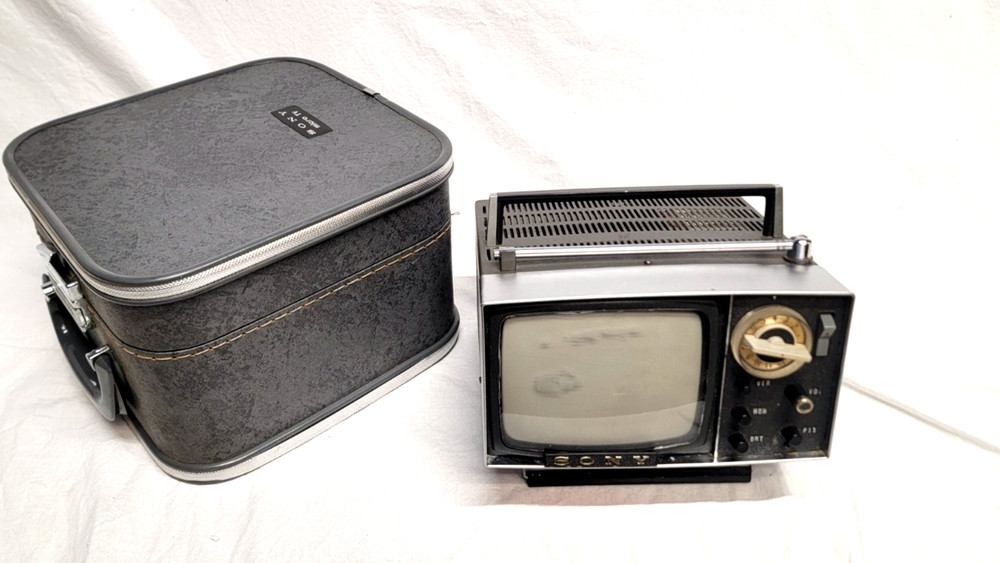 Vintage Sony 5-303W All Transistor Portable Analog Micro TV w/ Case – Japan