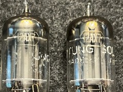 Matched Pair Tung-Sol 12AX7/ECC83 Long Plate Square Getter USA Strong