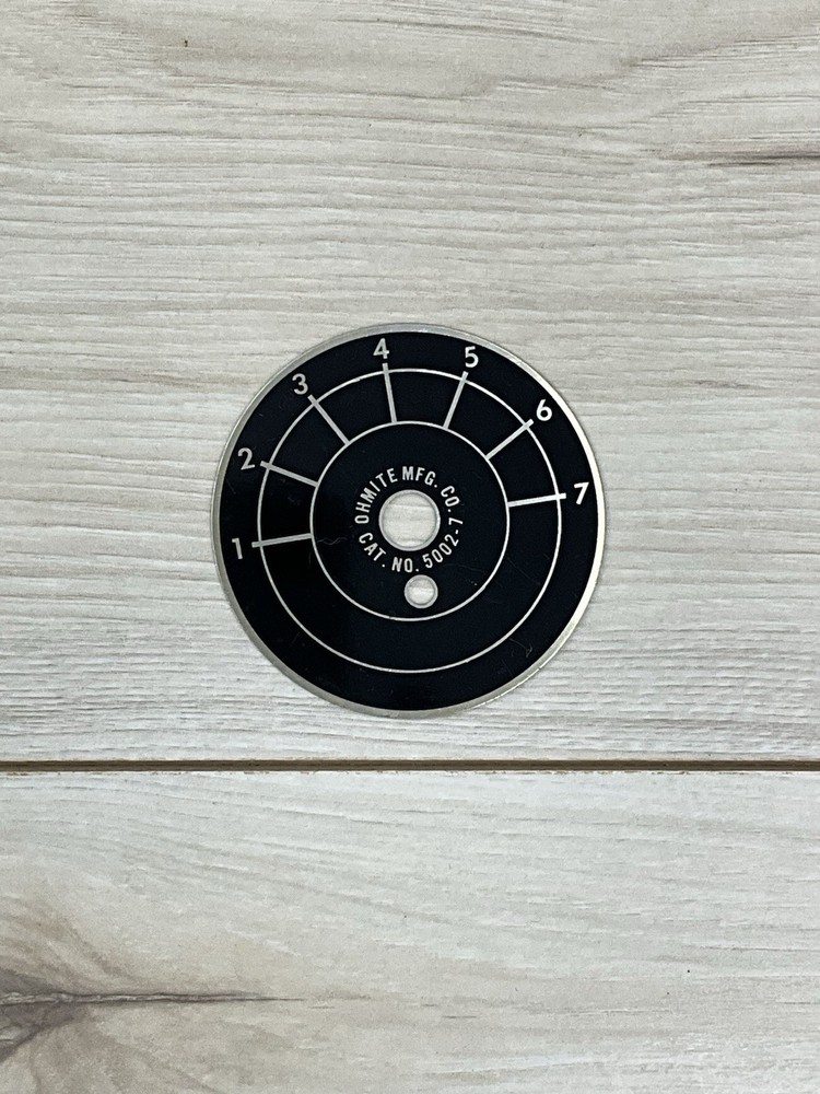 Vintage Ohmite 5002-7 Aluminum Control Knob Dial Plate 1–7 Scale 2-3/4&Prime;