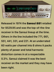 Sansui 881 Stereo Receiver (Vintage) (Serviced – Excellent)