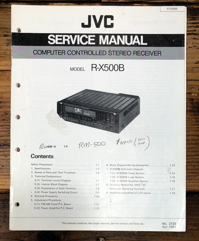 JVC R-X500 -X500B Amplifier Service Manual *Original*