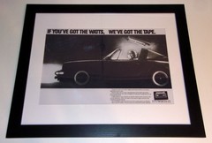 FRAMED Maxell Cassette Tape « BLOWN AWAY » 1982 Ad Poster 23&Prime;x20&Prime; Porsche 911