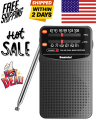 AM/FM Portable Radio, Pocket Radio 3 AA Battery Powered, Long Lasting, with Exce