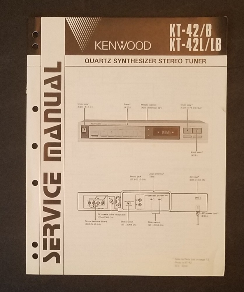 Kenwood KT-42/B Service Manual, Quartz Synthesizer Stereo Tuner Japan 1984