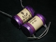 Two vintage Sikatrop Capacitors 0.1mfd 125V Siemens Klangfilm Hi End 100nF 125V