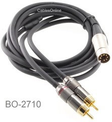 10ft 7-Pin Din Plug to 2RCA Plug Premium Grade Audio Cable BO-2710