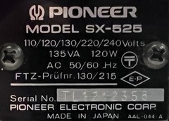 Vintage Pioneer SX-525, 110-240V, 13W AM/FM Receiver, 1972, Fully Serviced