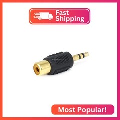 Monoprice 107147 3.5mm Stereo Plug to RCA Jack Adaptor, Gold Plated, Black