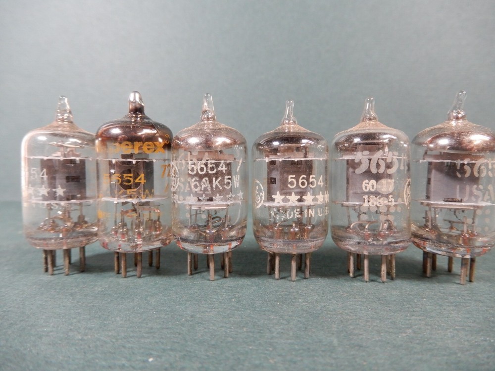 GE (5) Amperex (1) 5654 6AK5 Vacuum Tubes Untested
