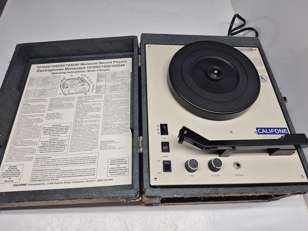 Vintage Califone Phono 1010AV Turntable Record Player Read Description