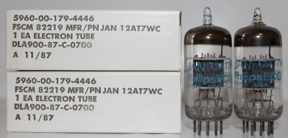 Matched Pair NOS Philips ECG JAN 12AT7WC tubes, New in Box !