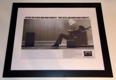 FRAMED Maxell Cassette Tape « BLOWN AWAY » 1982 Ad Poster 23&Prime;x20&Prime; JBL L100 Speaker